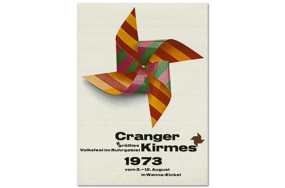 Plakat des Jahres 1973 mit einem bunten Windrad