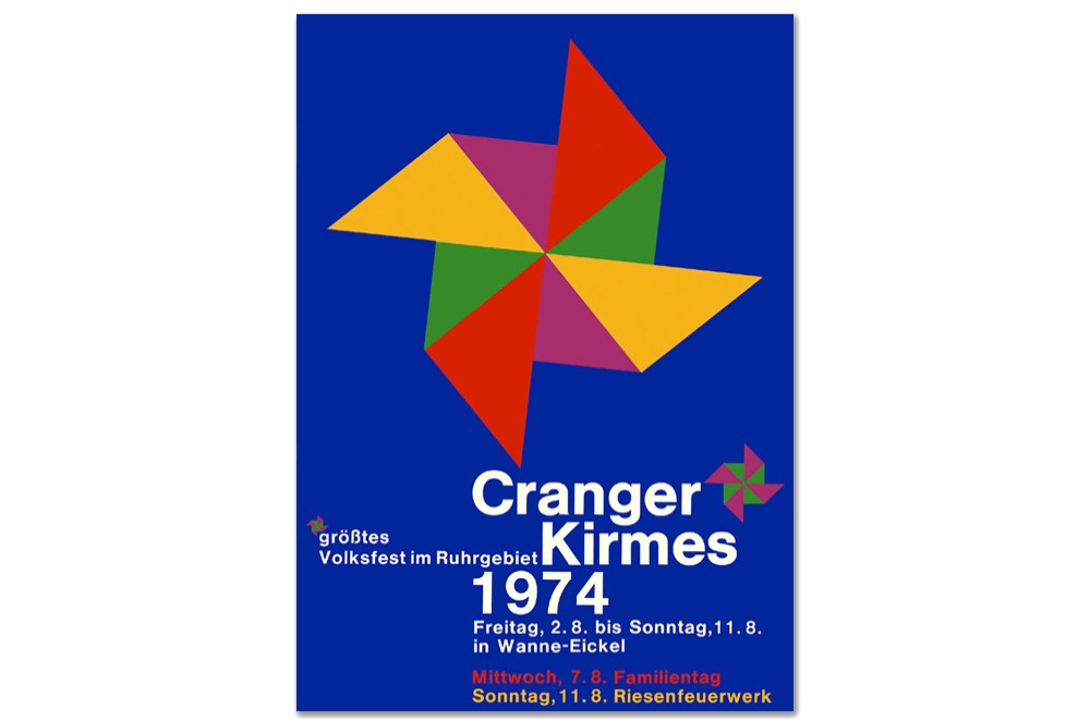 Plakat des Jahres 1974 mit einem bunten Windrad