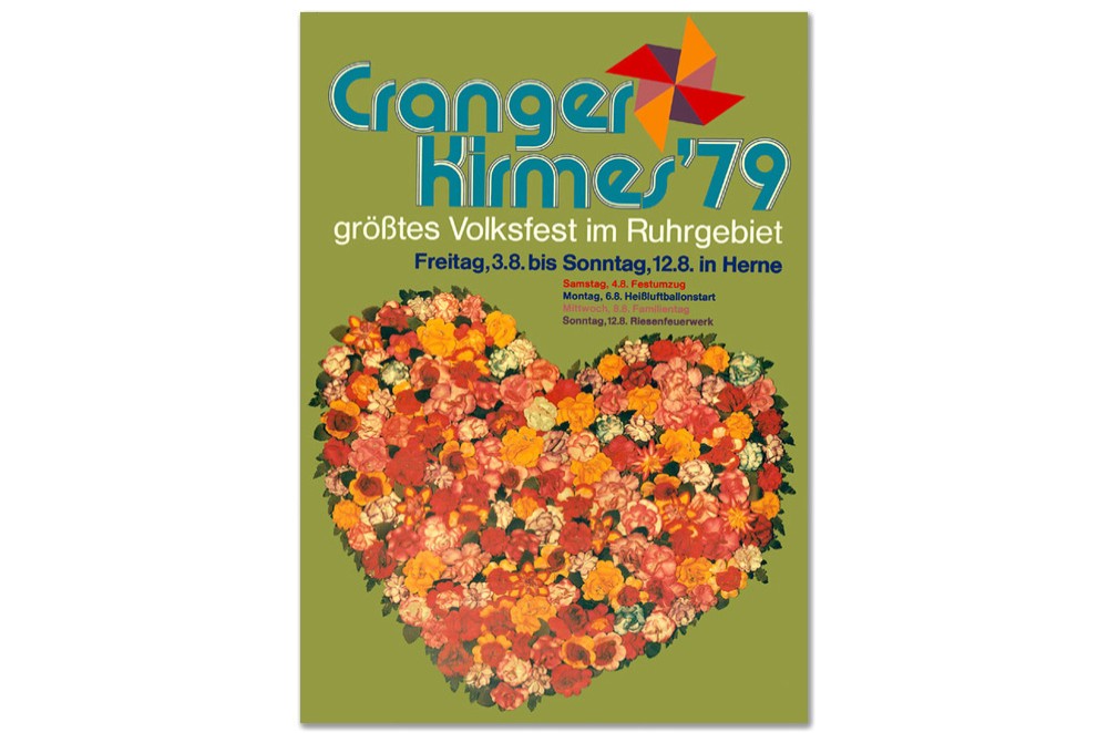 Plakat des Jahres 1979 mit einem Herz aus Blumen