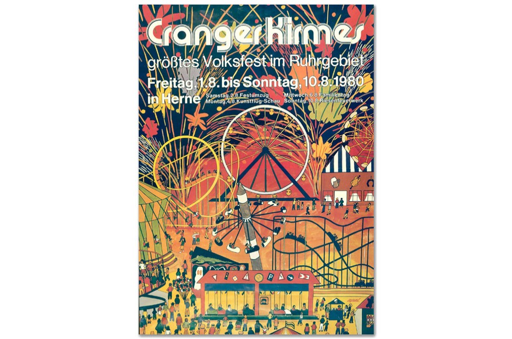 Plakat des Jahres 1980 mit einer Zeichnung der Kirmes
