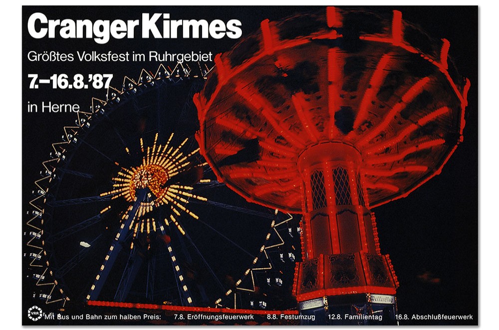 Plakat des Jahres 1987 mit Fahrgeschäften