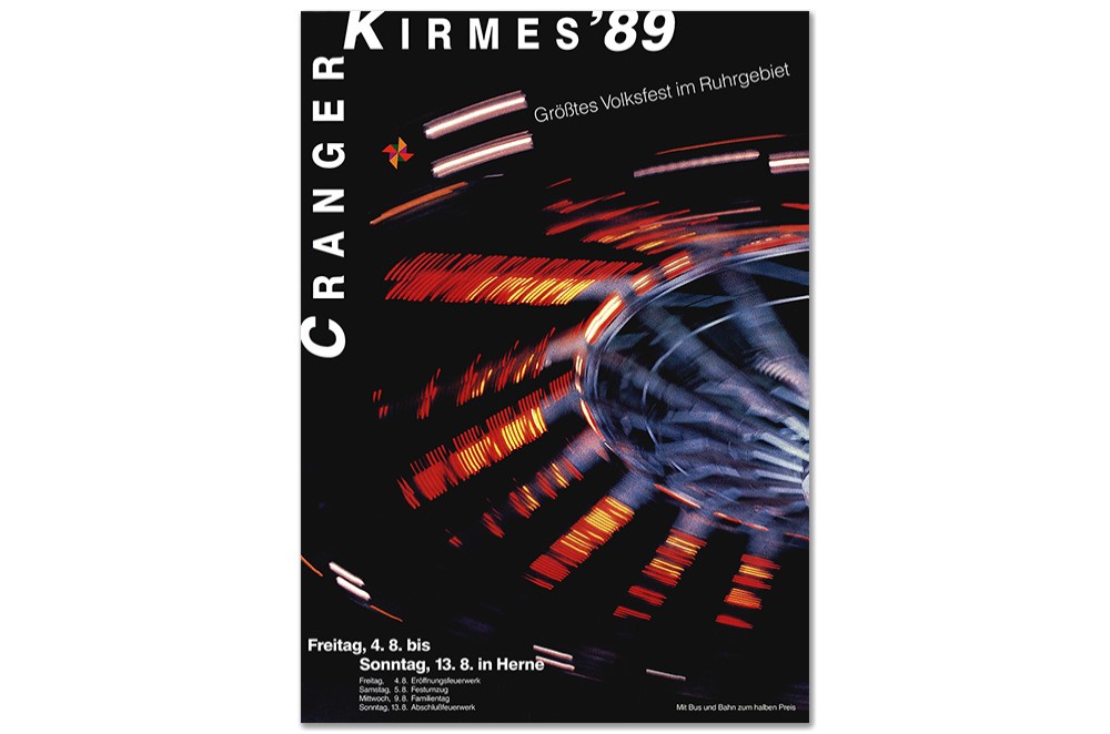 Plakat des Jahres 1989 mit einem Fahrgeschäft