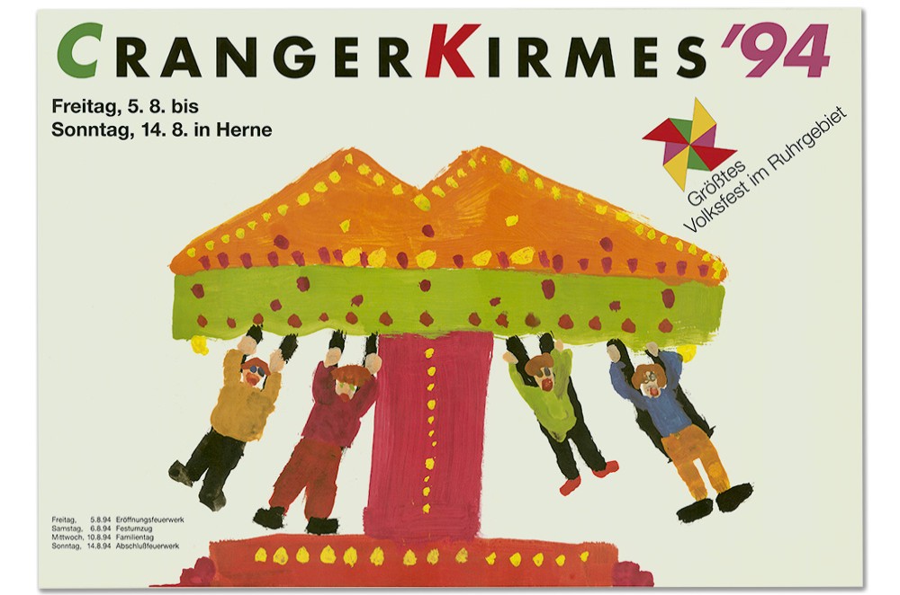 Plakat des Jahres 1994 mit einer Kinderzeichnung eines Karussells