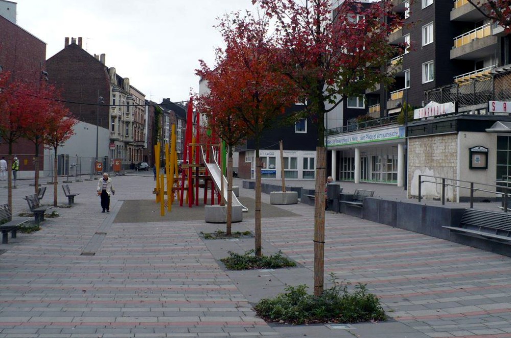 Junge Bäume am Glückaufplatz