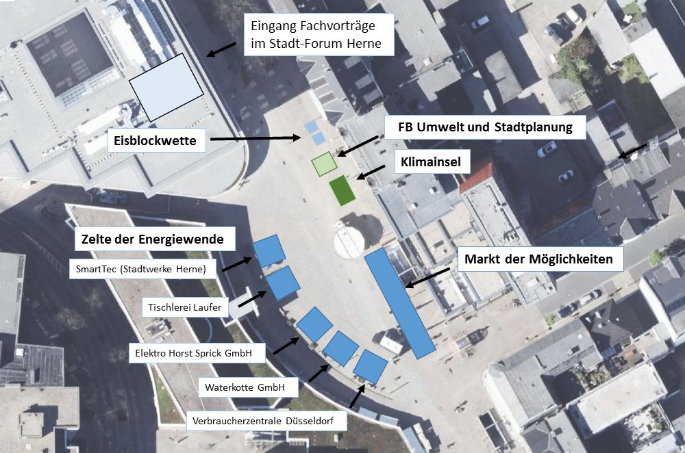 Luftbild Robert-Brauner-Platz mit Übersicht über die Stände