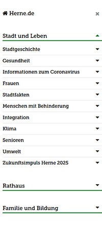 Hamburger-Menü aufgeklappt