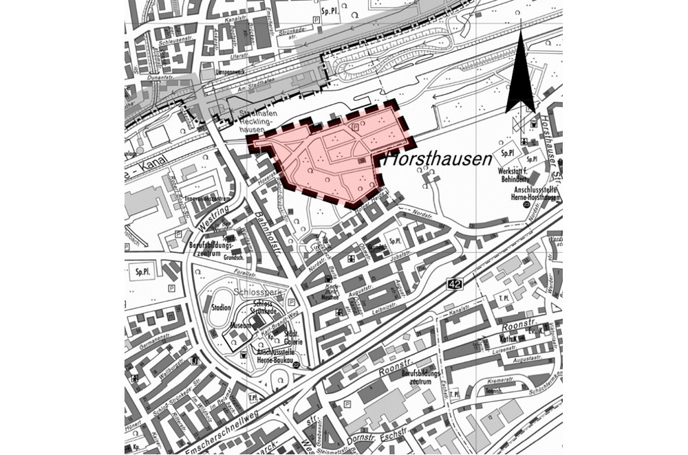 Plangebietsgrenzen im Stadtplanausschnitt