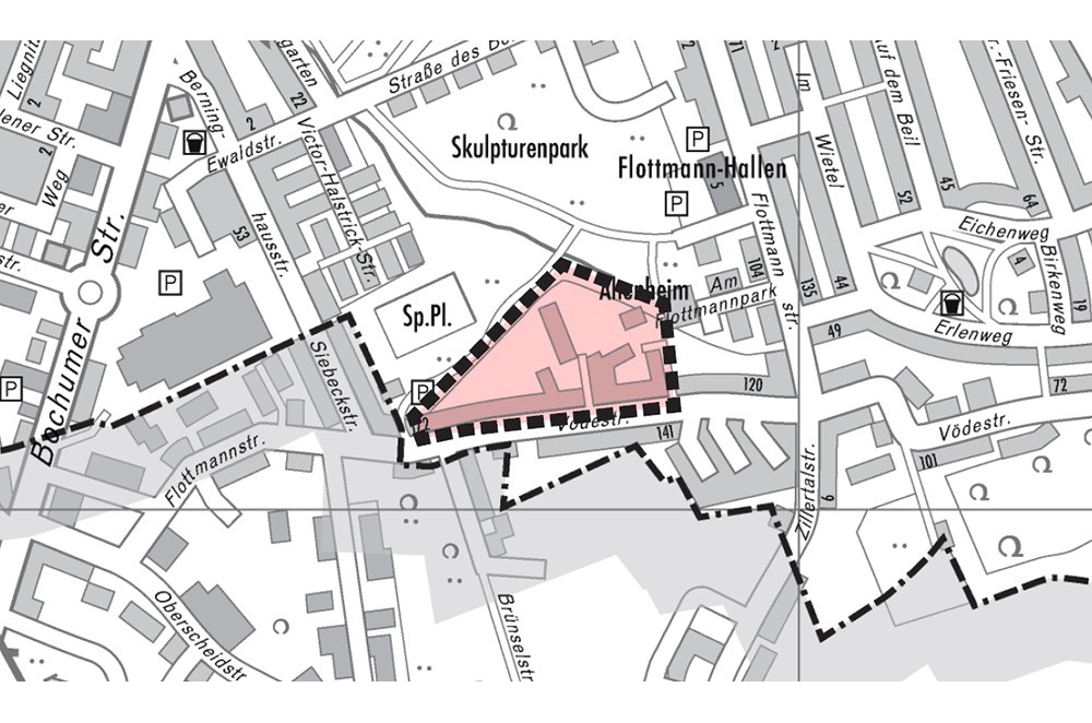 Plangebietsgrenzen im Stadtplanausschnitt