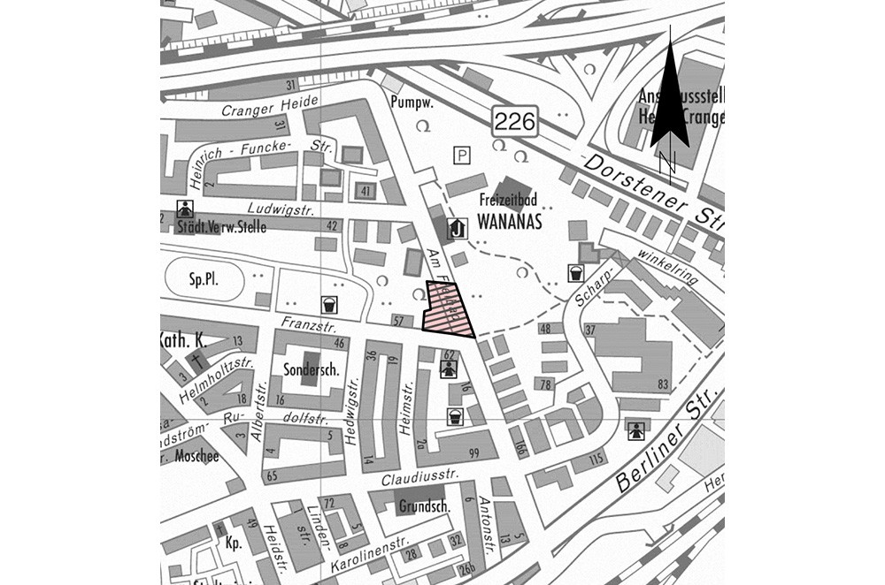 Plangebietsgrenzen im Stadtplanausschnitt