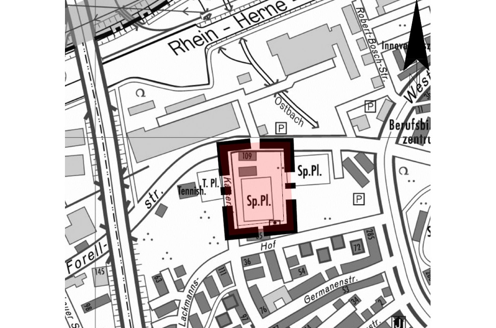 Der Geltungsbereich in einem Stadtplanausschnitt