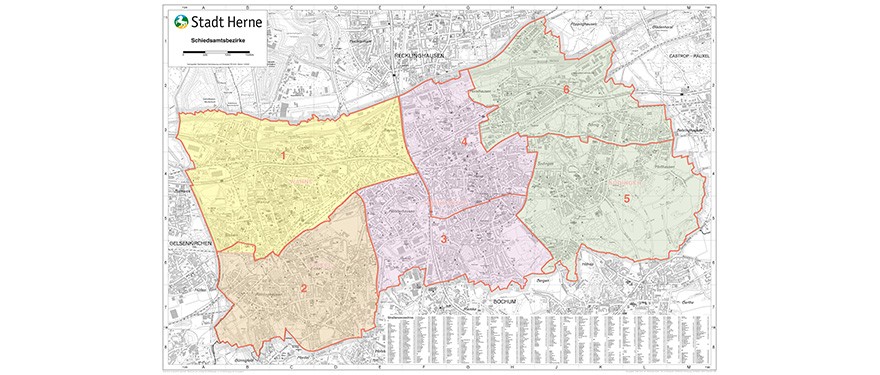 Karte der Schiedsamtsbezirke